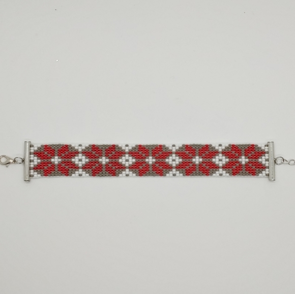 Loom Beaded Bracelet Floral Print - Picture 2 of 4